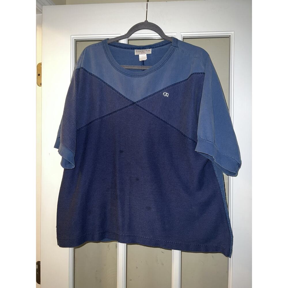 Oscar De La Renta blue vintage short sleeved active tee MEDIUM READ